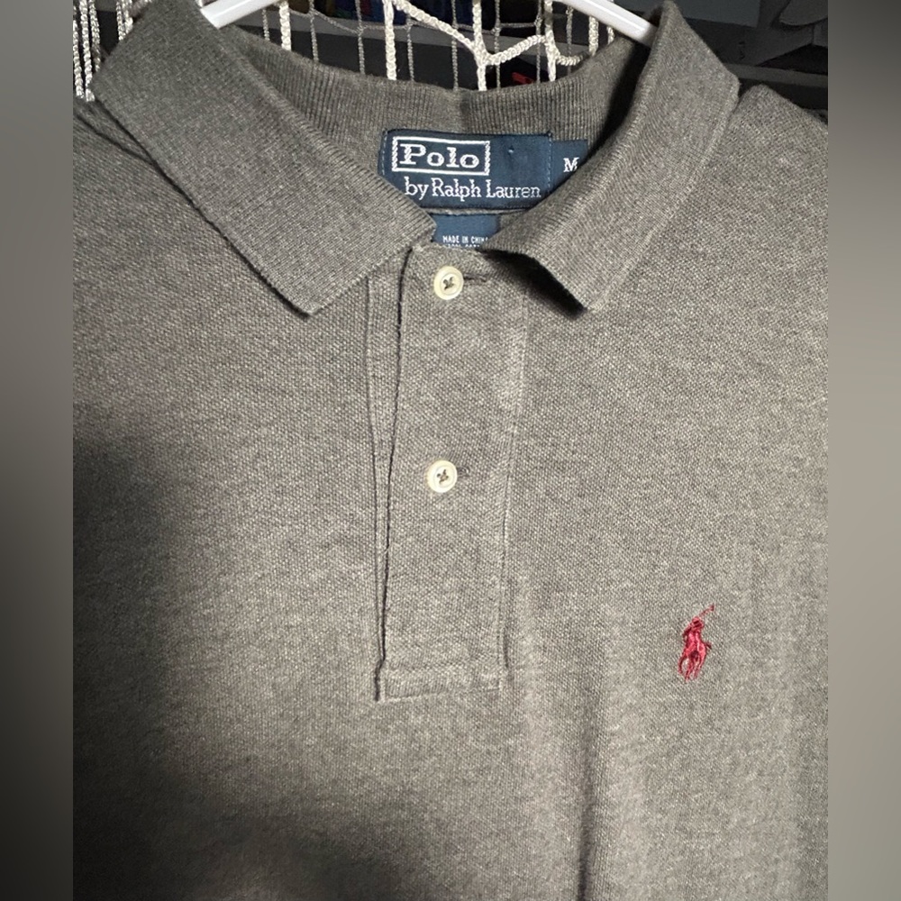 men’s ralph lauren polo; gray, medium